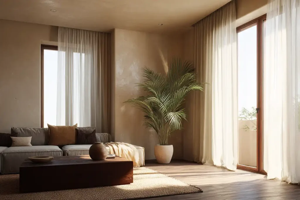 Appartement à Marrakech — Séjour orienté nord (lumière diffuse)