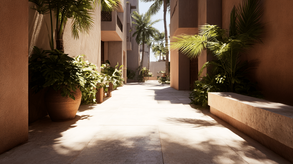 Duplex à vendre à Marrakech, alliant détails architecturaux modernes et traditionnels.